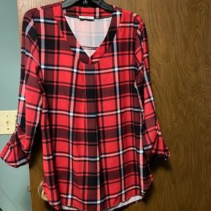 Youtalia red plaid shirt size L